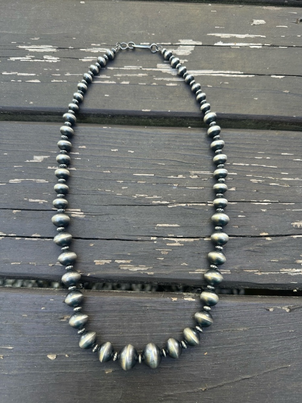 Navajo Tonisha Haley Handmade Graduated Sterling Silver Pearl Necklace